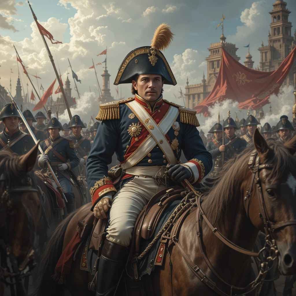 Napolean Bonaparte with his army
