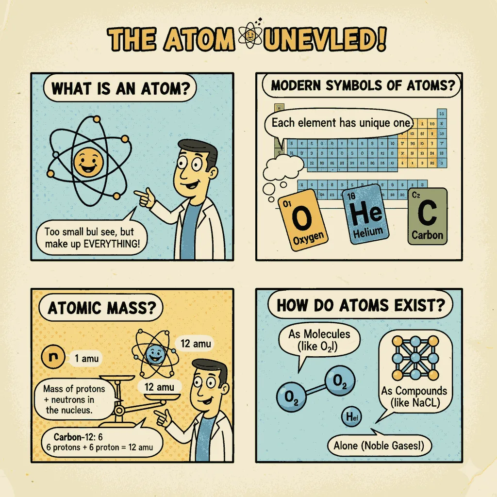 What Is An Atom| Modern Day Symbols Of Atoms Of Different Elements?| Atomic Mass| How Do Atoms Exists?| Class 9 Atoms And Molecules MCQs