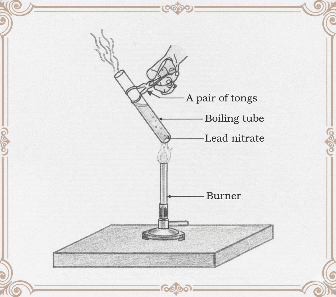Heating lead nitrate producing brown fumes