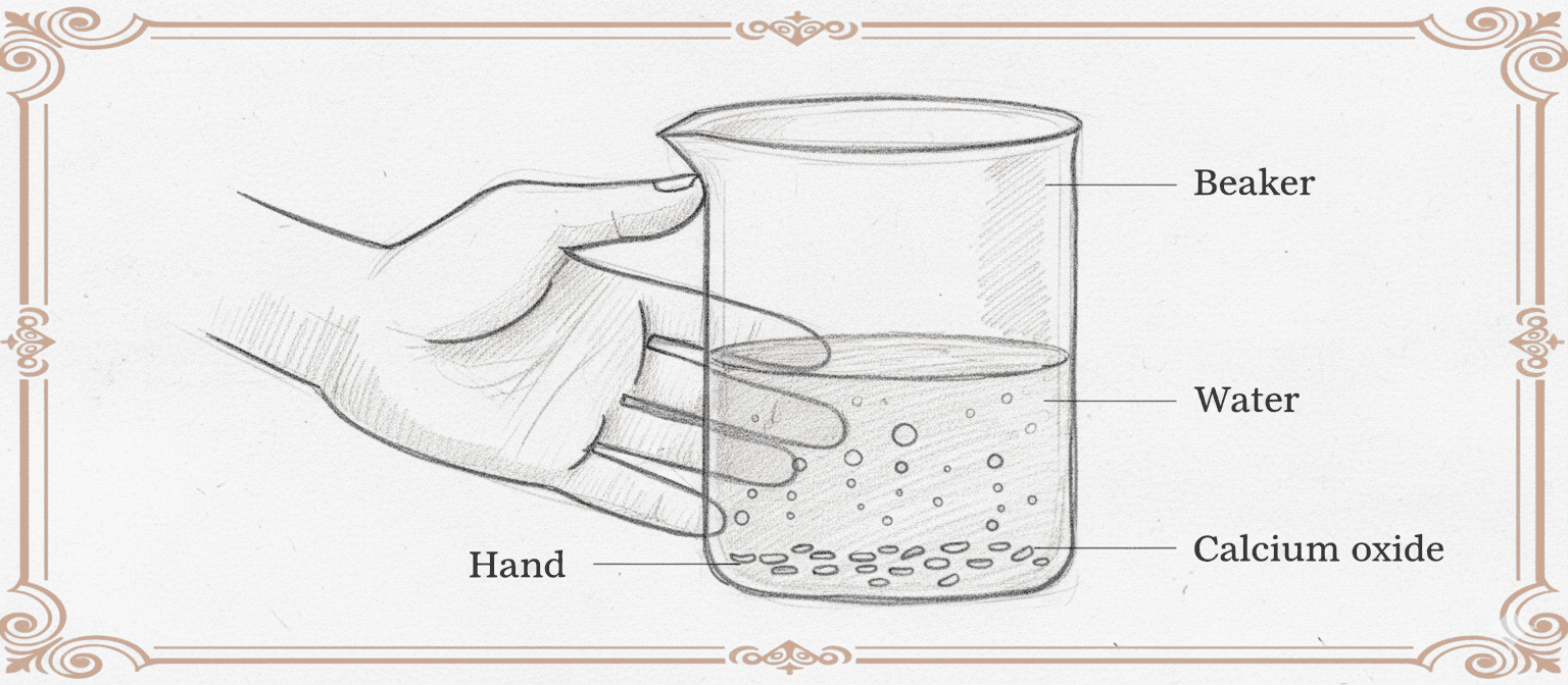 Calcium oxide reacting with water