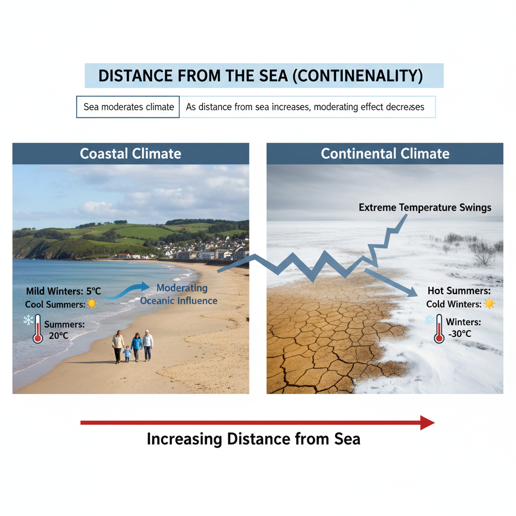 Continentality distance from the sea class 9  