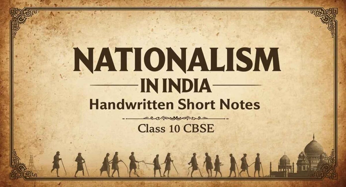 Nationalism in India handwritten short notes class 10 cbse