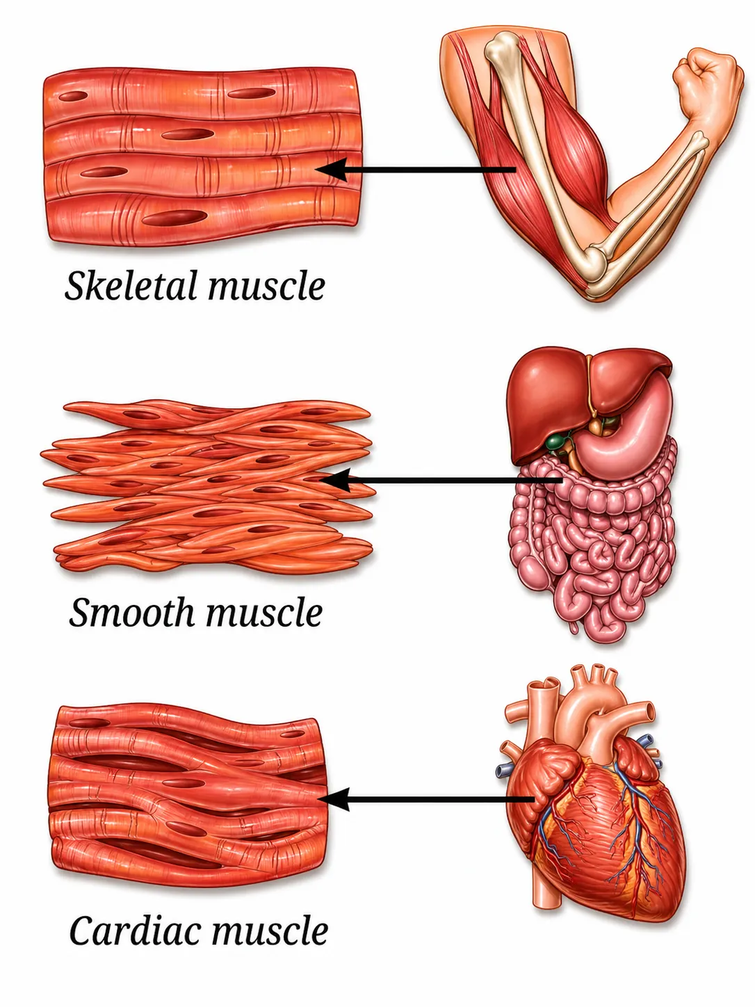 Different types of Muscles| Notes: Tissues in Action Ch 3 Class 9