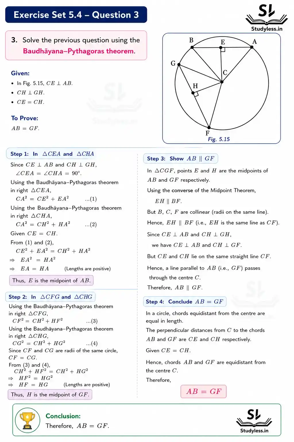 3. Solve the previous question using the
Baudhāyana–Pythagoras theorem