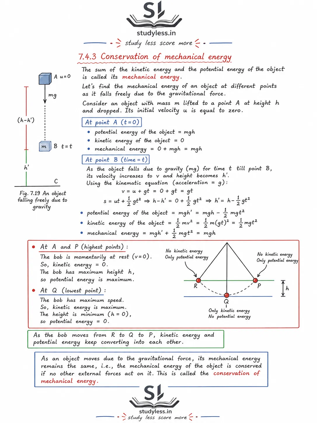 An object falling freely due to gravity| Work, Energy, and Simple Machines Ch 7 Notes