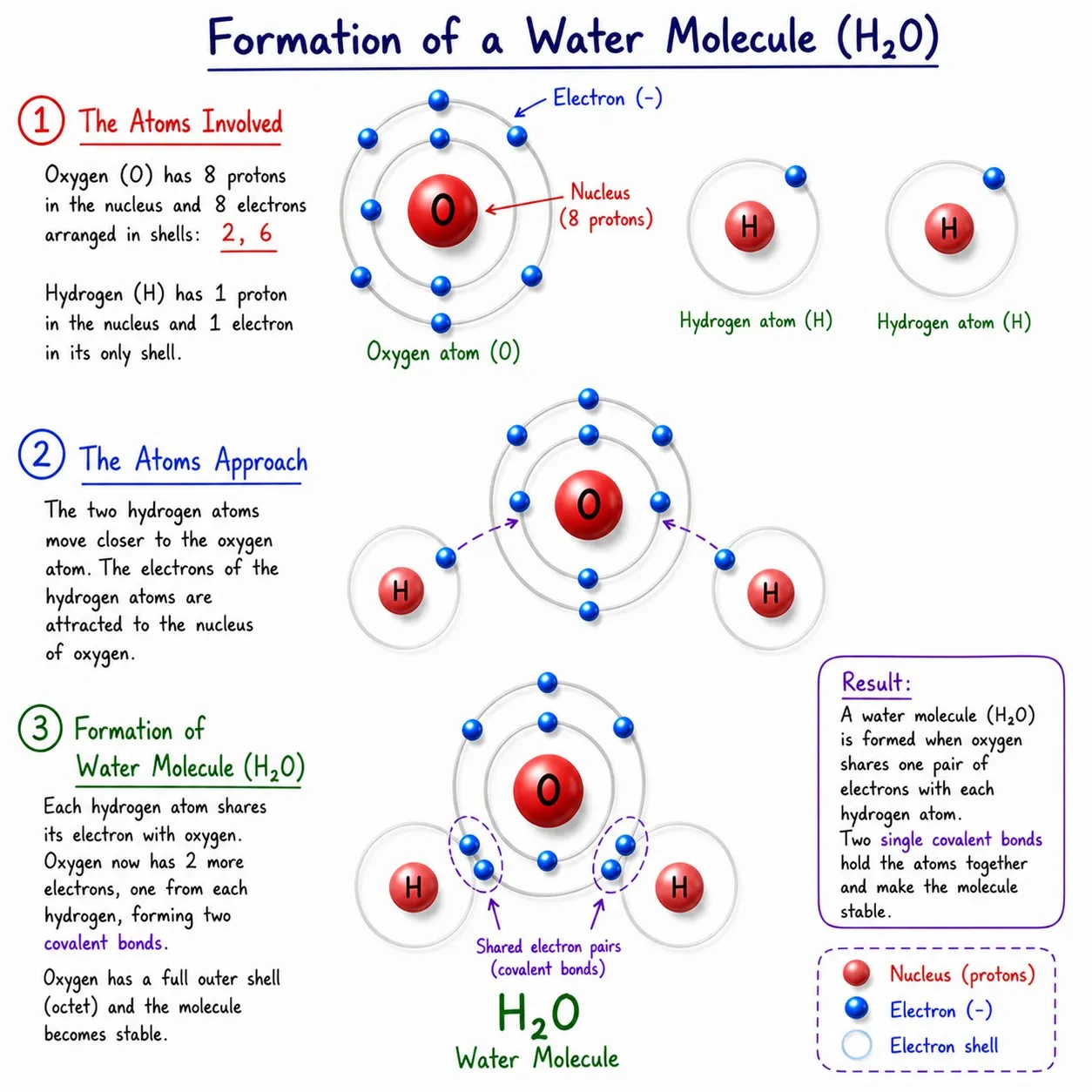 formation of water molecule|Ch 9 Atomic Foundations of Matter Notes Class 9